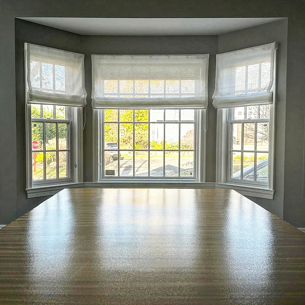 Roman shades, bay window