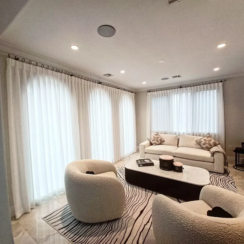 Sheer drapery, living room